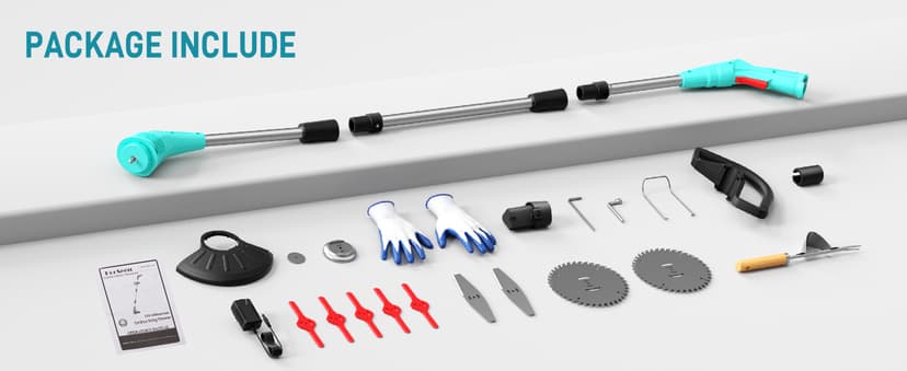 Cordless Lawn Trimmer Weed Wacker - HooSeen 12V Grass Trimmer Weed Cutter with 3 Types Blades, Hand Weeder, 2.0Ah Li-ion Battery Powered Weed Trimmer Grass Cutter for Garden and Yard