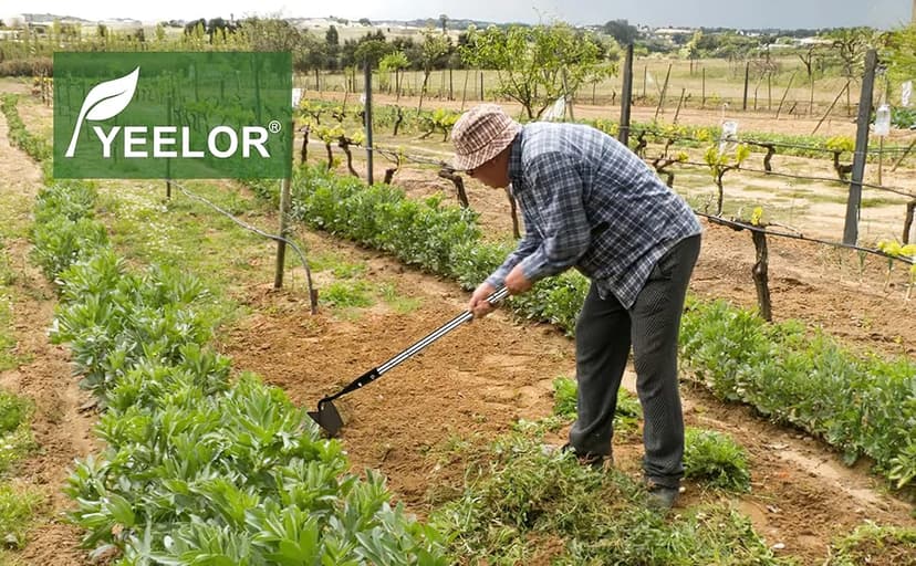 Warren Hoe, Carbon Steel Triangle Garden Hoe with Stainless Steel 57" Adjustable Long Handle, Heavy Duty Gardening Hand Tools Hoe for Ridging Weeding Digging Loosening Edging Soil