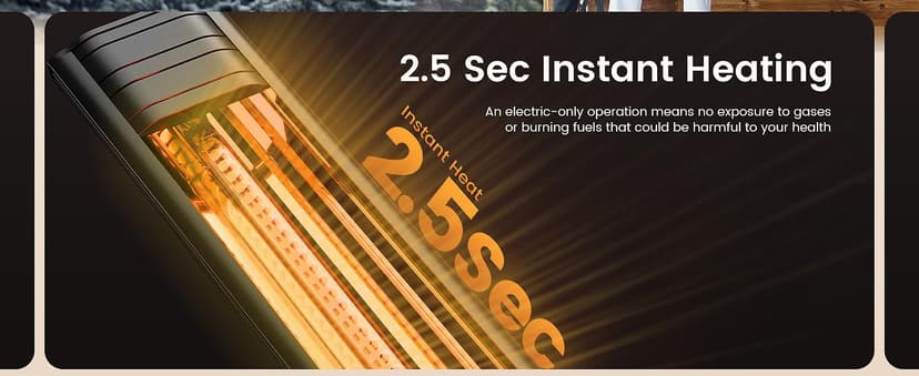 Infrared Heater 24H Timer Outdoor Heater, IP65, Memory Function Infrared Electric Patio Heater, 9 Levels Heating Touchscreen With Remote Electric heater, Restaurant Backyard, 1500W, Black