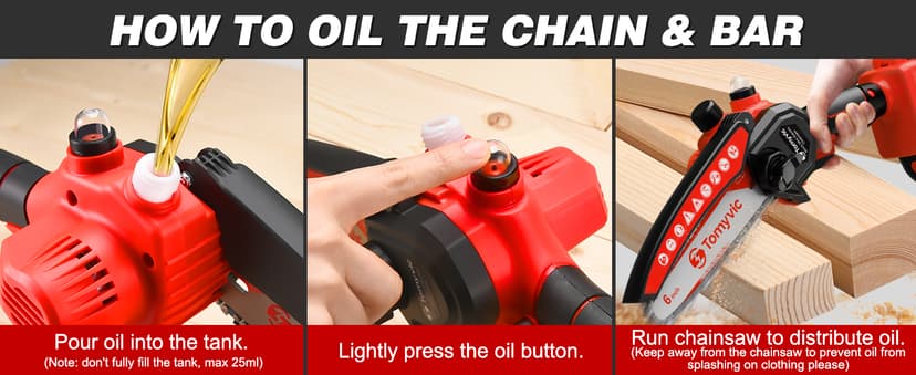 Electric Mini Chainsaw Battery Powered - 6 Inch Cordless Handheld Power Chain Saw With Charger For Trimming On Tree Branches, Wood Cutting, Pruning Limbs To Yard Clean-Up & Gift-Ready