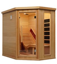 Smartmak Wood Home Steam Sauna, 3 Person Canadian Hemlock Traditional Luxurious Wooden Indoor Spa Room, with 3.5 kw Heater, Bluetooth Speaker, Rocks, Water Bucket, Spoon, Hygrothermograph, Lights