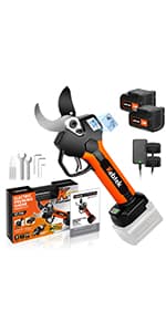 Pruning Shear Battery Powered, Kebtek Cordless Portable Electric Pruner with 2Pack 2Ah Rechargable Batteries -16.8V 25MM(0.98Inch) Cutting Diameter