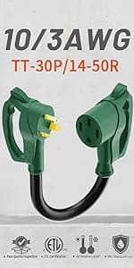 30 FT 50 Amp RV/EV Extension Cord Outdoor with Grip Handle, 4 Prong Flexible Heavy Duty 6/3+8/1 Gauge STW RV Power Cord Waterproof, NEMA 14-50P to 14-50R, Black-Yellow, ETL Listed