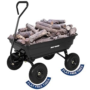 BILT HARD Poly Garden Dump Cart 600 lbs with No Flat Tires, Quick Release, 4 Cu Ft Dump Wagon Heavy Duty for Yard, Outdoor