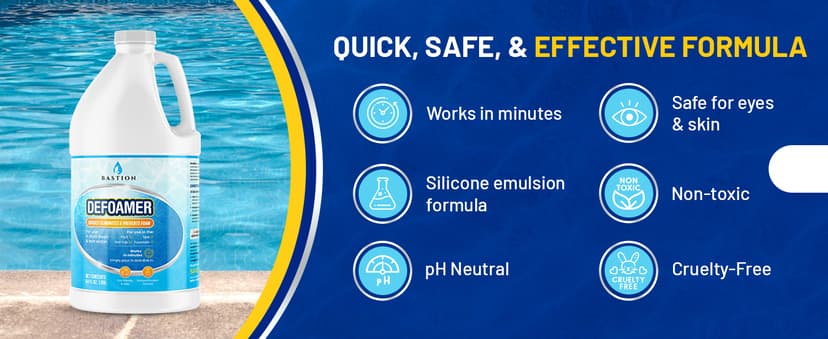 Hot Tub Defoamer - Pool, Fountain, & Spa - Antifoam Concentrate - Silicone Emulsion - Quickly Removes & Prevents Foam in Water - Eco Friendly & Safe Formula - No Harsh Chemicals - 1/2 Gallon (64 oz.)