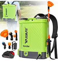 Battery Powered Sprayer 3.2 Gallon, VAXMAY Backpack Sprayer with 3 Adjustable Speeds, Battery Indicator, 5 Mist Nozzles, 41" Retractable Wand, USB Rechargeable Weed Sprayer for Lawn Garden Yard