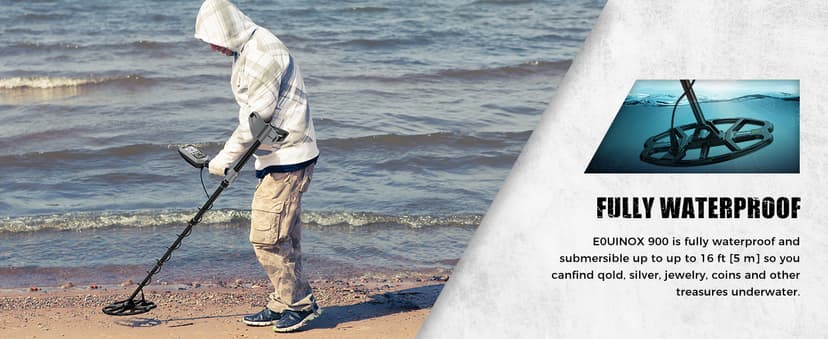 Metal Detector for Adults,12″ IP68 Waterproof Search Coil with High Accuracy System,Advanced DSP Chip Technology,5 Modes with LCD Backlit Display for Beach Hunting&Jewelry Finding