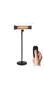 SereneLife Infrared Patio Heater, Wall-Mounted Electric Heater with Remote, 1500W, IP65 Approved, Odorless, Indoor/Outdoor for Patio, Restaurant, Backyard, Garage, Decks