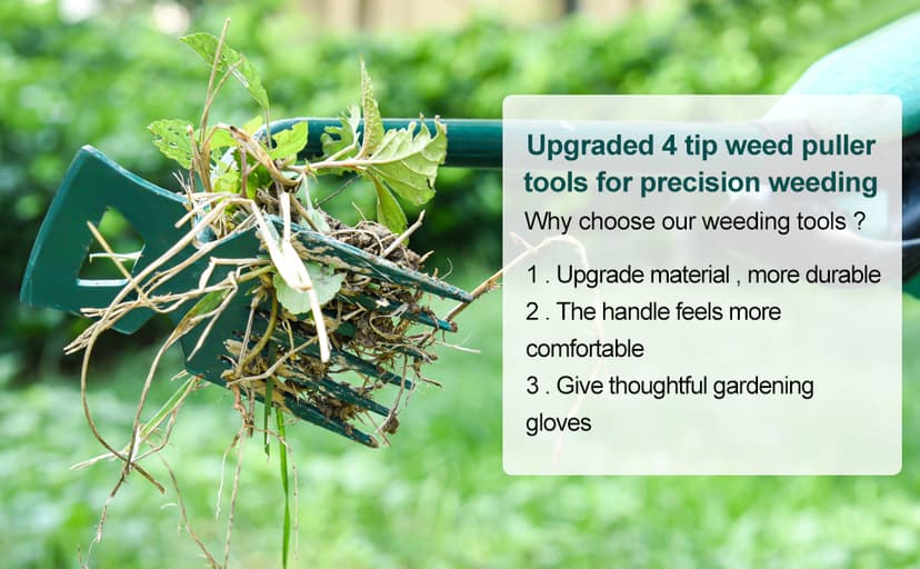 Weeding Artifact Uprooting Weeding Tool Claw Gloves Kit, 6 Teeth Dual Purpose Weed Puller, for Yard Farm Gardening Cultivating Loosening Weeding Mulching Planting Steel Hand Weeder