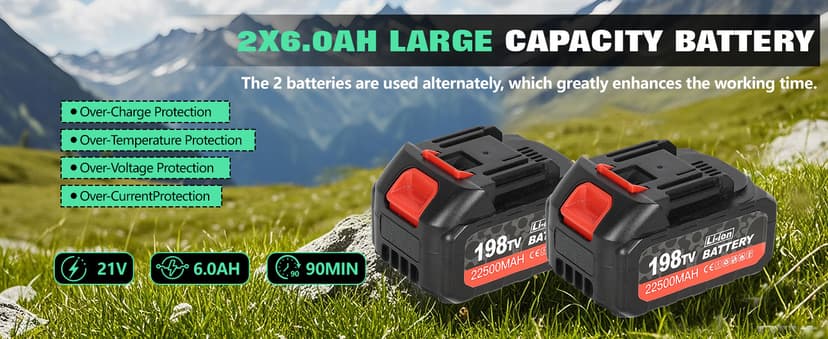 21V Cordless 2-in-1 Tiller & Weed Whacker Combo | 12"x9" Rototiller, 4x4 Blades & 8" Trimmer - 2×21v Battery, 360 RPM for Gardening, Garden Tiller, Electric Tiller, Cultivators for Gardening