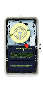 Intermatic T104P3 Mechanical Time Switch - Double Pole, Single Throw, NEMA 3R Enclosure - One-Hour Control, On/Off Trippers Included, High Motor Load Ratings