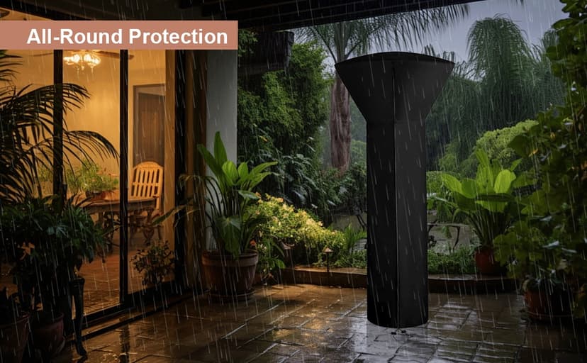 Vailge Patio Heater Covers with Zipper and Storage Bag,Heavy Duty 600D Oxford Waterproof Outdoor Heater Cover Wind-Resistant Dustproof UV-Resistant,Black,89'' Height x 33" Dome x 19" Base