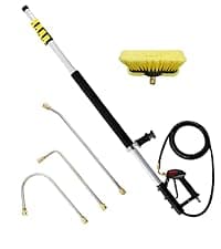 janz 24'' Pressure Washer Surface Cleaner with 4 Wheels,Dual Handle,Stainless Steel Housing, 4 Replacement Nozzle Cores and 2 Hose Adapters,Ideal for Driveways, Sidewalks,Patios,Decks Cleaning