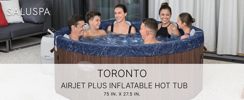 Bestway SaluSpa Toronto Smart AirJet Plus Hot Tub with App Control, 7 Person Capacity, Pool Cover, Spa Pump, 5 Pillows, and Repair Patch, Brown