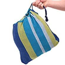 SONGMICS Double Hammock, 98.4 x 59.1 Inches, 660 lb Load Capacity, with Hanging Straps, Carabiners, Carry Bag, for Garden, Outdoor, Camping, Blue and Yellow Stripes UGDC15YU