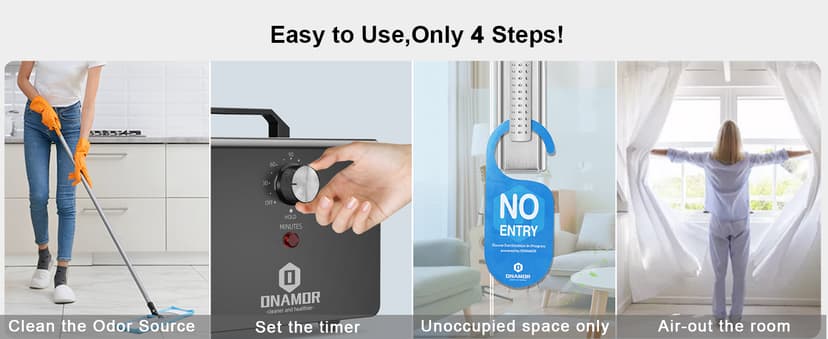 ONAMOR Ozone Generator 77000mg, Ozone Machine Ionizer O3 Deodorizer for Home, Basement, Smoke, and Pet Room (Eliminating Odors Area up to 4000 Square Feet, All Metallic Black)