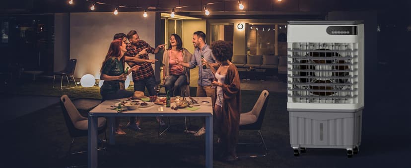 MEPTY 2500CFM Swamp Cooler Air Conditioner, 3-IN-1 Evaporative Air Cooler with 8Gal Tank, 120°Oscillation, 12H Timer, Remote Control, 3 Speeds, Outdoor Cooling Fan for Patio, Garage, Porch,Indoor Use