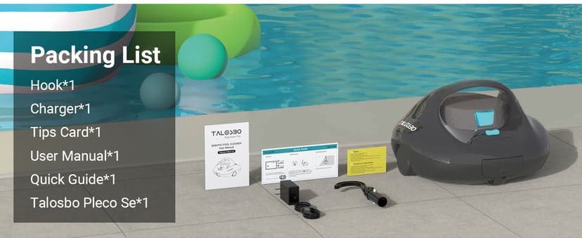 (2025 Upgraded) TALOSBO Pleco Se Cordless Pool Vacuum Cleaner Up to 130 Mins Runtime, Robotic Pool Cleaner with 2.5H Fast Charge, Ideal for Flat Above Ground and Inground Pools up to 861 Sq. Ft.