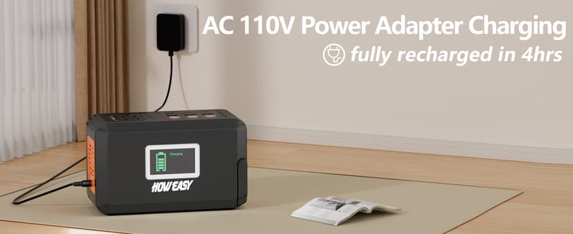 HOWEASY Portable Power Station, 88Wh Solar Generator, Lithium Battery Power with 110V AC 150W Peak Socket/DC/USB/LED Light for Outdoor Camping Trip Hunting Emergency(Solar Panel Not Included)