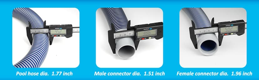 POOLWHALE Professional Swimming Pool Vacuum Cleaner Hose -1.5” 8 Piece Hoses, Perfect Vacuum Extension/Replacement - Compatible with all Major Automatic Pool Cleaners