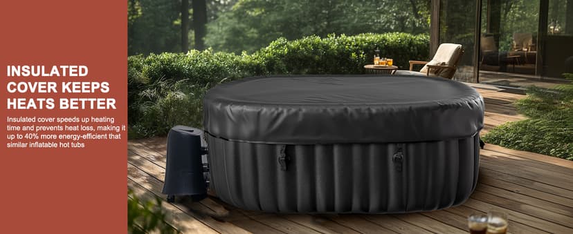 LILYPELLE 1-2 Person Inflatable Hot Tub, Portable Oval Blow Up Hot Tub with 100 Bubble Jets, Outdoor Spa Set Included Heater Pump, Filter and Side Table, 75" X 47" X 25"