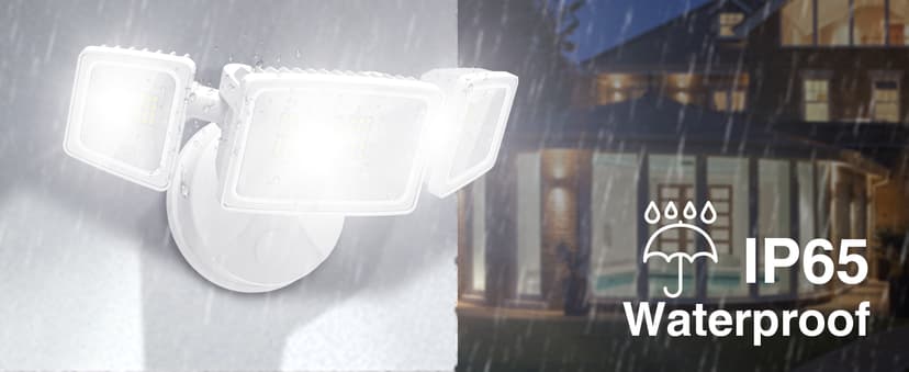 Onforu 60W Flood Lights Outdoor, 6000LM Brightness Security Lights Switch Controlled, 3 Adjustable Heads, IP65 Waterproof, 6500K Wall Mount Exterior LED Flood Light