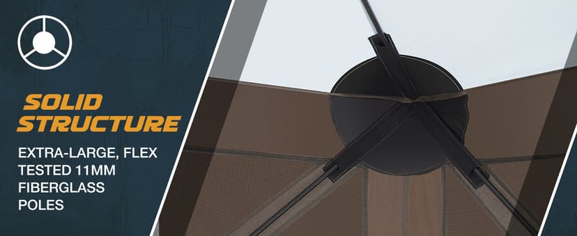 COBIZI Pop Up Gazebo Screen Tent Screen House for Camping, 8FTx8FT Screen Room with Sidewalls and Mosquito Netting, Hub Tent Instant Screened Canopy with Carrying Bag and Ground Stakes, Brown