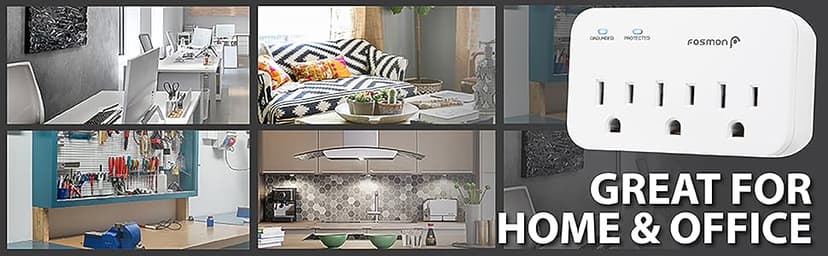 Fosmon Refrigerator Surge Protector, 3 Outlet Heavy Duty Appliance Surge Protector with High Joules for Fridge, Microwave, Washing Machine, Garage Door, 1200J, 1875 Watts, 3 Prong, ETL Listed