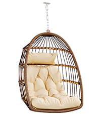 YITAHOME Hanging Egg Swing Chair with Stand Egg Chair Wicker Indoor Outdoor Hammock Egg Chair with Cushions 330lbs for Patio, Bedroom, Garden and Balcony, Dark Gray(Stand Included)