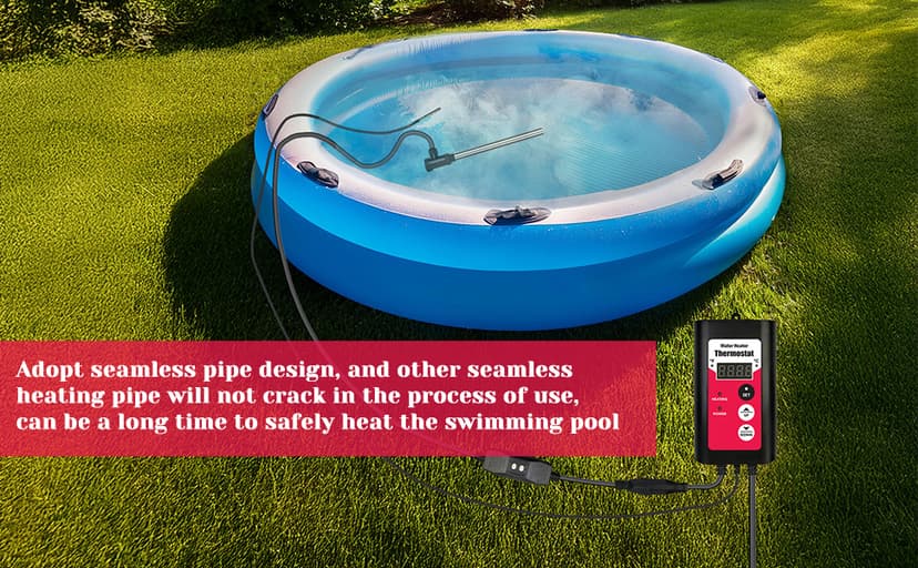 1800W Immersion Water Heater Portable Electric Hot Tub & Pool Fully Submersible Water Heater with Thermostat, GFCI Leakage Protection for Bathtub, Buckets, Swimming Pool, Baptistry, Pools