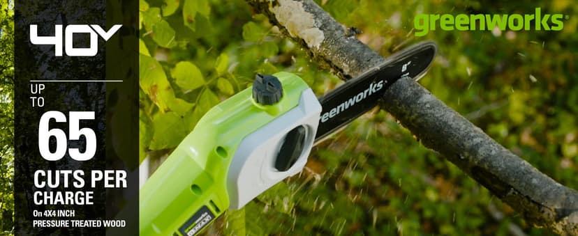 Greenworks 40V 8" Pole Saw + Pole Hedge, 2.0Ah Battery (Gen 1)