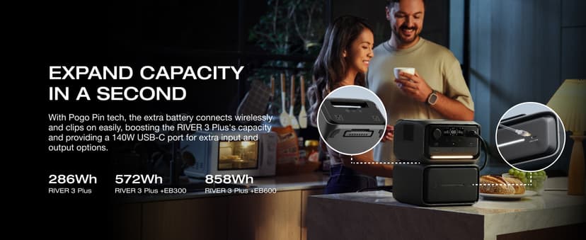 EF ECOFLOW Solar Generator RIVER 3 Plus with 45W Solar Panel, 286Wh Portable Power Station LiFePO4 Battery, 3 Up to 1200W AC Outlets, <10 MS UPS, Expandable to 858Wh, <30 dB Quiet, 1Hr Fast AC Charge