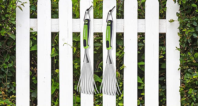 WORKPRO 16" Hand Rake, Heavy Duty Stainless Steel Garden Rake with Soft Handle, Small Garden Hand Tool for Gardening, Cultivating, Loosening Soil & Spreading Mulch, Flower Beds