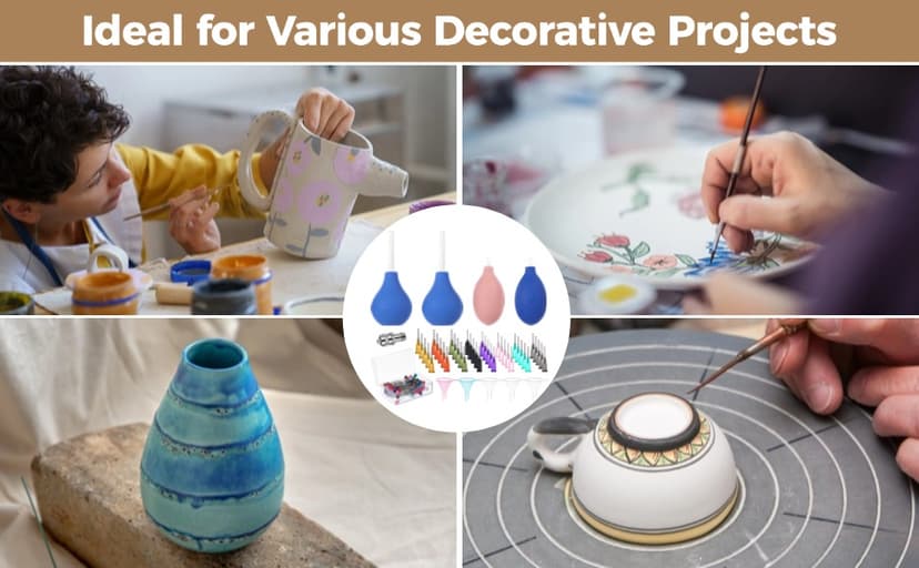 129 Pcs Pottery Tools, Ceramic Precision Tip Applicators, Pottery Slip Trailer Bottles with Needles, Filling Funnels, and Pins, Glaze Squeeze Bottle Tools, Clay Art Decorating Kit