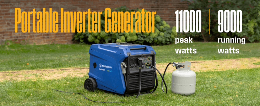 Westinghouse 11000 Peak Watt Dual Fuel Portable Inverter Generator, Remote Electric Start, Transfer Switch Ready, Gas and Propane Powered, Low THD - Safe for Electronics, Parallel Capable, CO Sensor