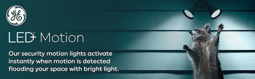 GE LED+ Motion Sensor LED Light Bulbs, 14W, PAR38 Outdoor Security Floodlights, Warm White, CAC (2 Pack)