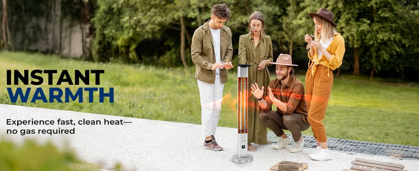 SereneLife Infrared Patio Heater, 1500W Electric Heater with Remote, Quiet Operation, IP65 Approved, Three Heat Levels, Indoor/Outdoor for Patio, Restaurant, Backyard, Garage, Decks