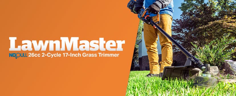 LawnMaster NPTGSP2617A No-Pull Gas Grass Trimmer with Electric Start 26cc 2 Cycle 17-Inch