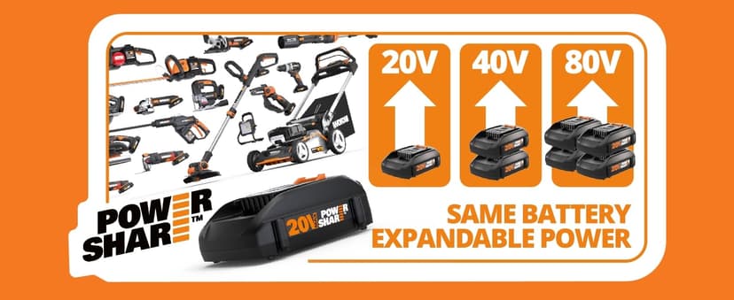 Worx WG323 20V Power Share 10" Cordless Pole/Chain Saw with Auto-Tension (Battery & Charger Included)