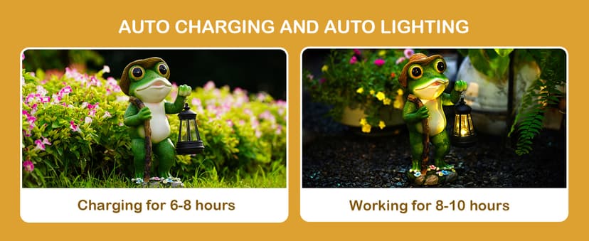 Solar Frog Garden Decor with Lantern Outdoor Statue for Patio Pathway Frog Figurine for Yard Decoration Lawn Ornament Gardening Gifts for Women Mom Grandma