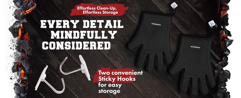 Kitchen perfection Silicone Smoker Oven Gloves -Extreme Heat Resistant BBQ Gloves -Handle Hot Food Right on Your Smoker Grill Fryer Pit|Waterproof Oven Mitts Grill Gloves |Superior Value Set+3 Bonuses