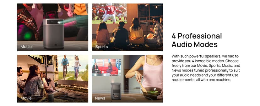 XGIMI MoGo 2 Pro 1080P Portable Projector, Mini Projector with WiFi and Bluetooth, Android TV 11.0, 400 ISO Lumens, 2X8W Speakers, Supports 4K, Auto Focus, Object Avoidance, and Screen Adaption
