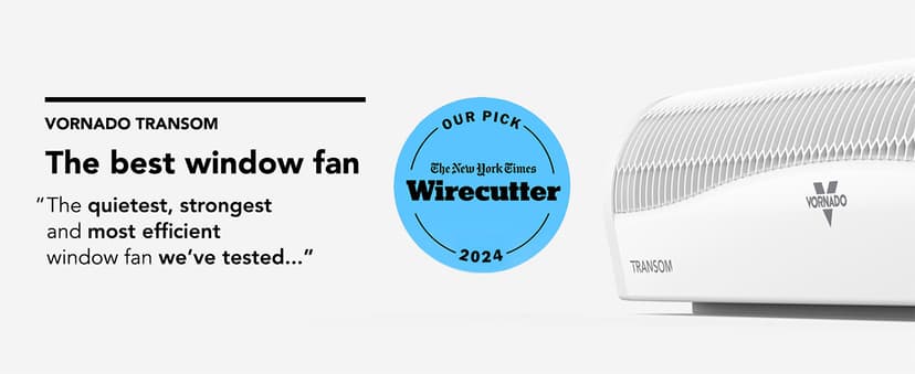 Vornado TRANSOM Window Fan with 4 Speeds, Remote Control, Reversible Exhaust Mode, Weather Resistant Case, Whole Room, Ice White
