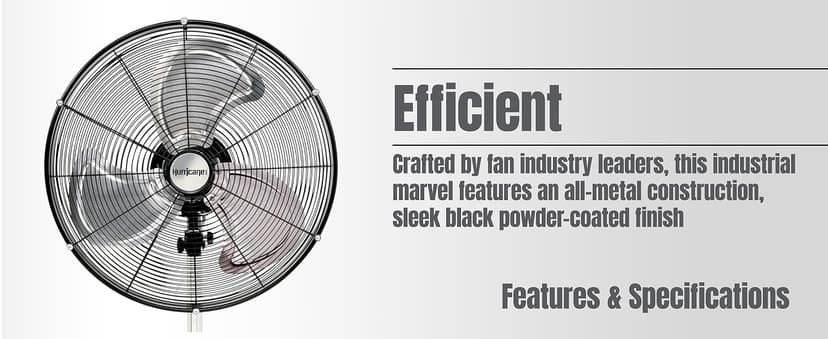 Hurricane Pro High-Velocity Oscillating Metal Stand Fan w/ 3-Speed Setting, 20" - Heavy-Duty Cooling Pedestal Unit w/ 4500 CFM, Adjustable Tilt & Height for Home, Garage, Gym & Workshop