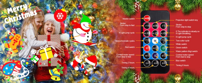 8-Pattern Christmas Projector Lights Outdoor, Anysun Brighter 160 HD Patterns Christmas Decorations, 2-in-1 Ocean Wave Snowflake Holiday Projector Waterproof with Timer for Garden Party Landscape Show