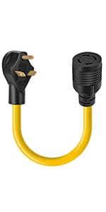 30 Amp to 110 Adapter Generator Power Cord, 4 Prong 30 Amp to 15 Amp Generator Adapter, Nema L14-30P Male to 4X 5-20R Female with Dust Protection Caps, 1.5 FT