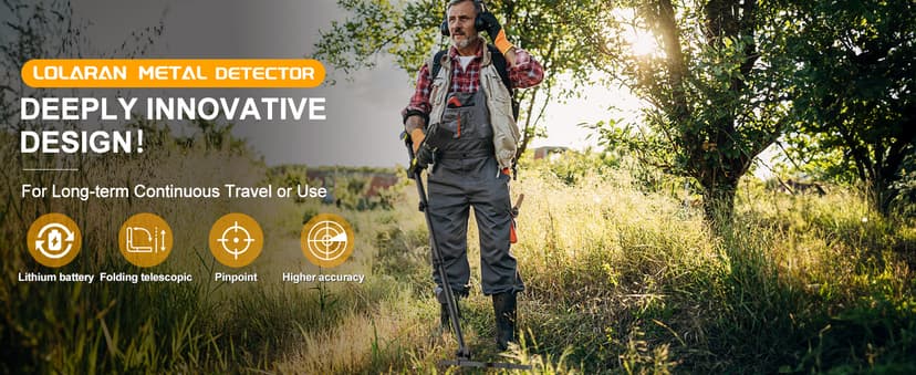 Metal Detector for Adults Professional, Rechargeable Lithium Battery Powered, Adjustable Retractable Foldable Metal Detector Waterproof High Accuracy Gold Detector, Backlit LCD Display