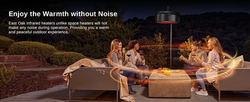 EAST OAK Patio Heater 3000W, Commercial Arch Outdoor Heater 3 Heat Settings, Tip-over & Overheat Protection, Instant Heat Electric Heater for Restaurant, Patio, Backyard, Garage, 240V Black