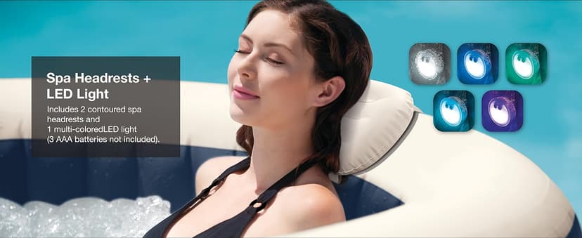 INTEX 28431EP PureSpa Plus Bubble Massage Spa Set: Includes Energy Efficient Spa Cover – 2 Contoured Headrest – LED Light – 6 Person Capacity – 85" x 28"