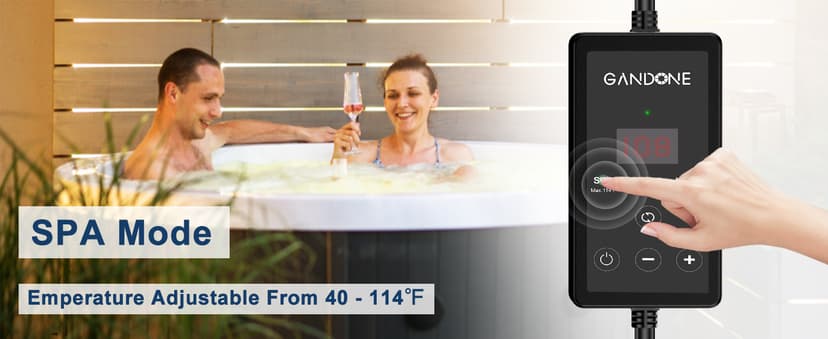 Dual Spa Water Heater, Portable Hot Tub Immersion Water Heater Cast Aluminum Submergible mit Temperature Sensor and Digital Display for Bathtub